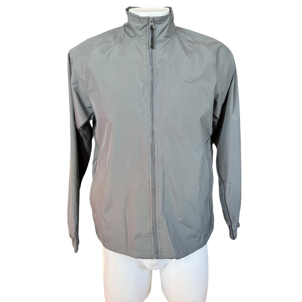 Champion gray long sleeve zip up lined windbreaker jacket men's size medium